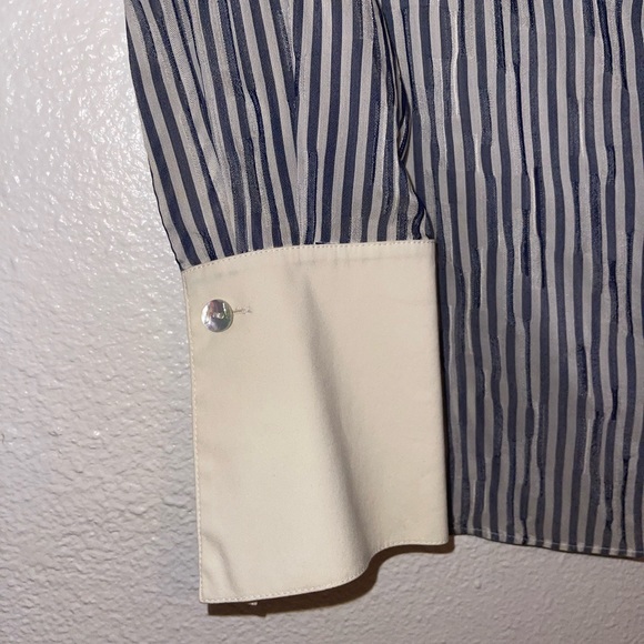 ST.JOHN stripe shirt blue beige size 4 - Picture 4 of 11